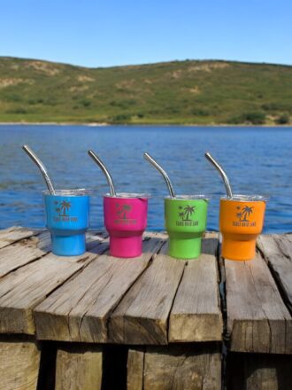 Mini Metal Shot Glass with Straw and Lid